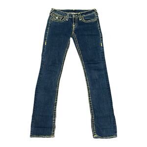 True Religion Billy Super T Jeans Size 27 Mid Rise Straight Leg Dark Wash Denim